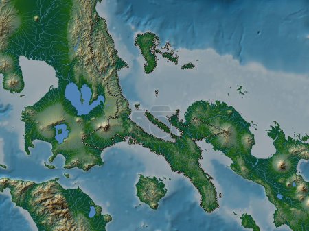 Foto de Quezon, province of Philippines. Colored elevation map with lakes and rivers - Imagen libre de derechos
