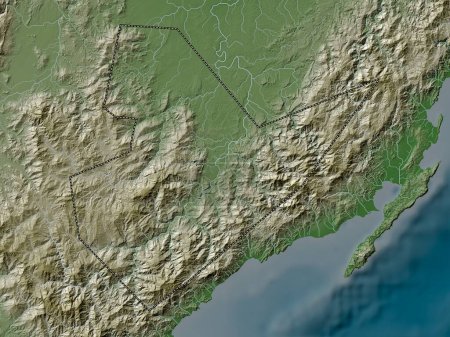 Foto de Quirino, province of Philippines. Elevation map colored in wiki style with lakes and rivers - Imagen libre de derechos