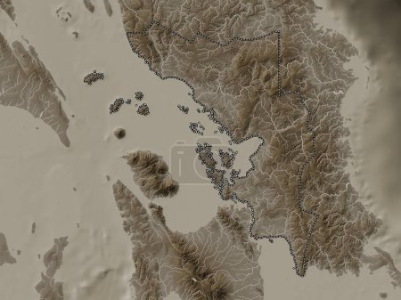 Photo for Samar, province of Philippines. Elevation map colored in sepia tones with lakes and rivers - Royalty Free Image