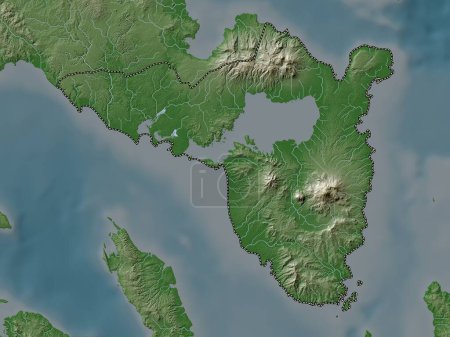 Téléchargez les photos : Sorsogon, province of Philippines. Elevation map colored in wiki style with lakes and rivers - en image libre de droit