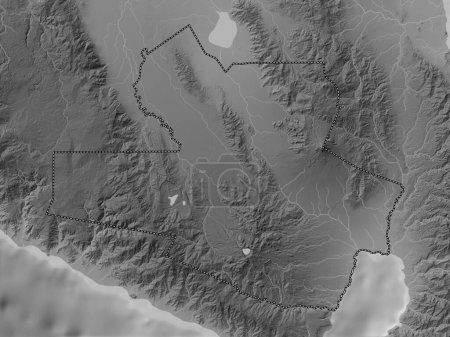 Téléchargez les photos : South Cotabato, province of Philippines. Grayscale elevation map with lakes and rivers - en image libre de droit