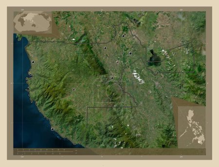 Téléchargez les photos : Sultan Kudarat, province of Philippines. High resolution satellite map. Locations of major cities of the region. Corner auxiliary location maps - en image libre de droit
