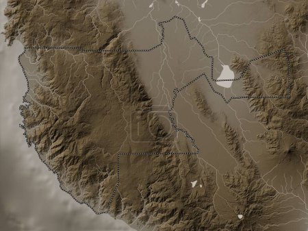 Téléchargez les photos : Sultan Kudarat, province of Philippines. Elevation map colored in sepia tones with lakes and rivers - en image libre de droit