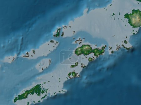 Téléchargez les photos : Sulu, province of Philippines. Colored elevation map with lakes and rivers - en image libre de droit