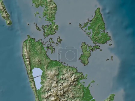 Téléchargez les photos : Surigao del Norte, province of Philippines. Elevation map colored in wiki style with lakes and rivers - en image libre de droit