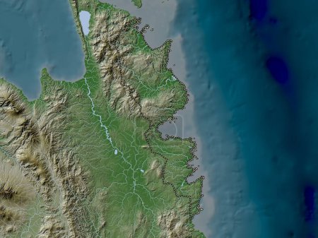 Foto de Surigao del Sur, province of Philippines. Elevation map colored in wiki style with lakes and rivers - Imagen libre de derechos