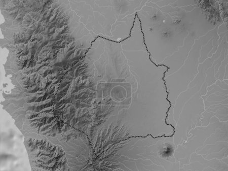 Téléchargez les photos : Tarlac, province of Philippines. Grayscale elevation map with lakes and rivers - en image libre de droit