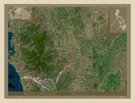 Téléchargez les photos : Tarlac, province of Philippines. High resolution satellite map. Corner auxiliary location maps - en image libre de droit