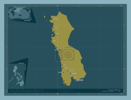 Foto de Zambales, province of Philippines. Solid color shape. Locations and names of major cities of the region. Corner auxiliary location maps - Imagen libre de derechos