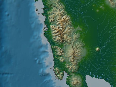 Téléchargez les photos : Zambales, province of Philippines. Colored elevation map with lakes and rivers - en image libre de droit