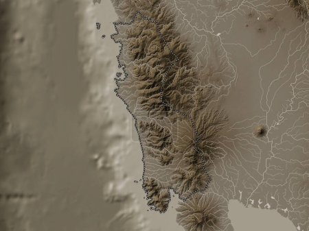 Foto de Zambales, province of Philippines. Elevation map colored in sepia tones with lakes and rivers - Imagen libre de derechos