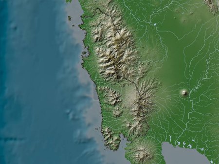 Téléchargez les photos : Zambales, province of Philippines. Elevation map colored in wiki style with lakes and rivers - en image libre de droit