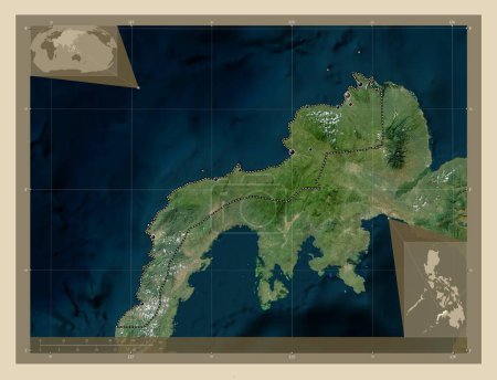 Foto de Zamboanga del Norte, province of Philippines. High resolution satellite map. Locations of major cities of the region. Corner auxiliary location maps - Imagen libre de derechos