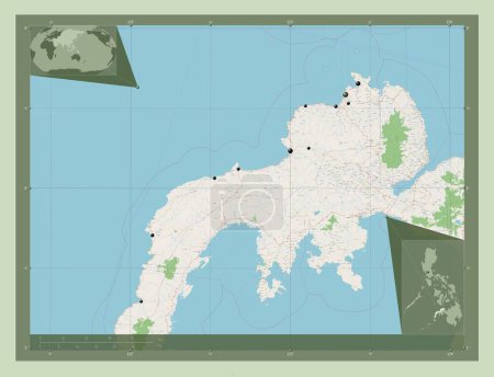 Foto de Zamboanga del Norte, province of Philippines. Open Street Map. Locations of major cities of the region. Corner auxiliary location maps - Imagen libre de derechos