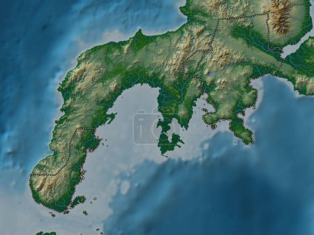 Foto de Zamboanga del Sur, province of Philippines. Colored elevation map with lakes and rivers - Imagen libre de derechos