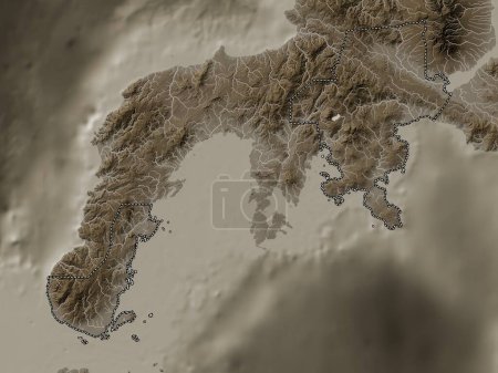 Photo for Zamboanga del Sur, province of Philippines. Elevation map colored in sepia tones with lakes and rivers - Royalty Free Image
