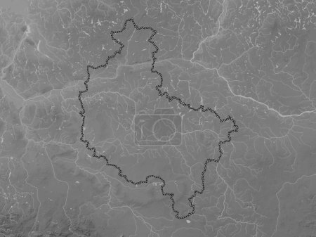 Téléchargez les photos : Wielkopolskie, voivodeship|province of Poland. Grayscale elevation map with lakes and rivers - en image libre de droit