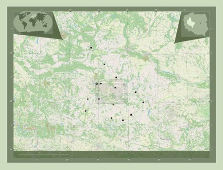 Téléchargez les photos : Wielkopolskie, voivodeship|province of Poland. Open Street Map. Locations of major cities of the region. Corner auxiliary location maps - en image libre de droit