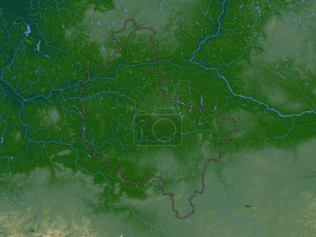 Téléchargez les photos : Wielkopolskie, voivodeship|province of Poland. Colored elevation map with lakes and rivers - en image libre de droit
