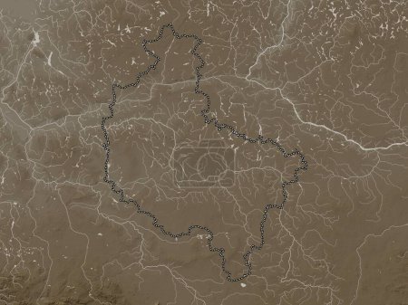 Téléchargez les photos : Wielkopolskie, voivodeship|province of Poland. Elevation map colored in sepia tones with lakes and rivers - en image libre de droit