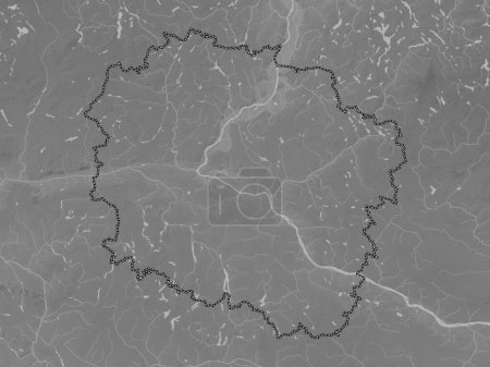 Téléchargez les photos : Kujawsko-Pomorskie, voivodeship|province of Poland. Grayscale elevation map with lakes and rivers - en image libre de droit