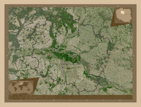 Photo for Kujawsko-Pomorskie, voivodeship|province of Poland. Low resolution satellite map. Locations of major cities of the region. Corner auxiliary location maps - Royalty Free Image