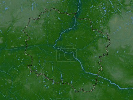 Téléchargez les photos : Kujawsko-Pomorskie, voivodeship|province of Poland. Colored elevation map with lakes and rivers - en image libre de droit