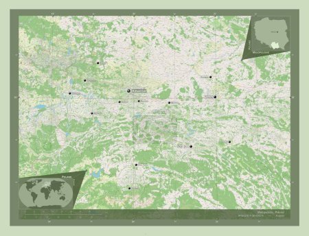 Foto de Malopolskie, voivodeship|province of Poland. Open Street Map. Locations and names of major cities of the region. Corner auxiliary location maps - Imagen libre de derechos