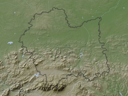 Téléchargez les photos : Malopolskie, voivodeship|province of Poland. Elevation map colored in wiki style with lakes and rivers - en image libre de droit