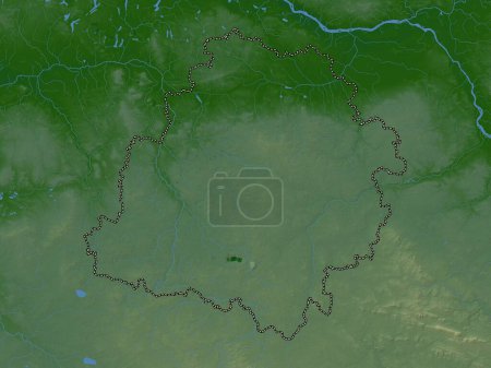 Téléchargez les photos : Lodzkie, voivodeship|province of Poland. Colored elevation map with lakes and rivers - en image libre de droit