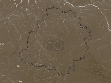 Téléchargez les photos : Lodzkie, voivodeship|province of Poland. Elevation map colored in sepia tones with lakes and rivers - en image libre de droit