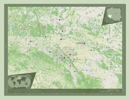 Foto de Dolnoslaskie, voivodeship|province of Poland. Open Street Map. Locations and names of major cities of the region. Corner auxiliary location maps - Imagen libre de derechos