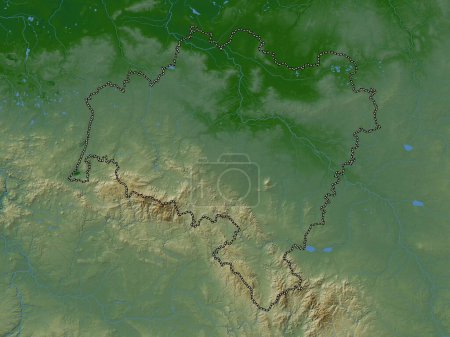 Téléchargez les photos : Dolnoslaskie, voivodeship|province of Poland. Colored elevation map with lakes and rivers - en image libre de droit