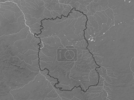 Téléchargez les photos : Lubelskie, voivodeship|province of Poland. Grayscale elevation map with lakes and rivers - en image libre de droit