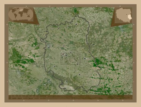 Foto de Lubelskie, voivodeship|province of Poland. Low resolution satellite map. Locations of major cities of the region. Corner auxiliary location maps - Imagen libre de derechos