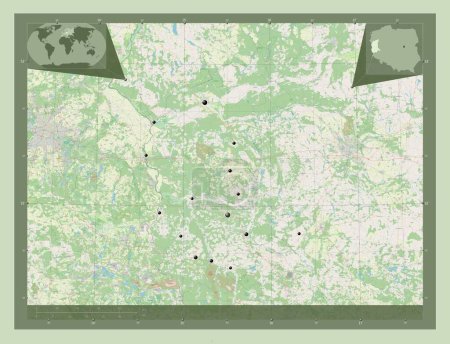 Foto de Lubuskie, voivodeship|province of Poland. Open Street Map. Locations of major cities of the region. Corner auxiliary location maps - Imagen libre de derechos