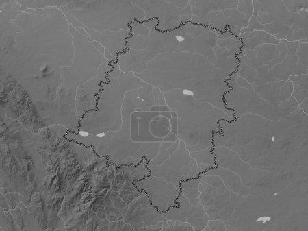 Téléchargez les photos : Opolskie, voivodeship|province of Poland. Grayscale elevation map with lakes and rivers - en image libre de droit