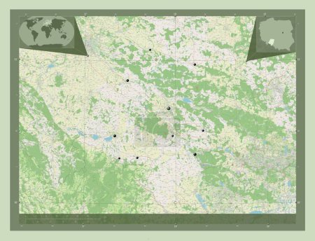 Foto de Opolskie, voivodeship|province of Poland. Open Street Map. Locations of major cities of the region. Corner auxiliary location maps - Imagen libre de derechos
