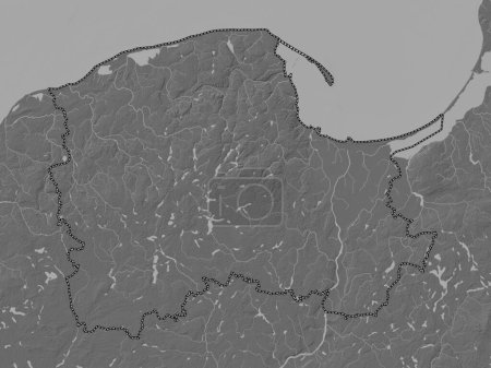 Téléchargez les photos : Pomorskie, voivodeship|province of Poland. Bilevel elevation map with lakes and rivers - en image libre de droit