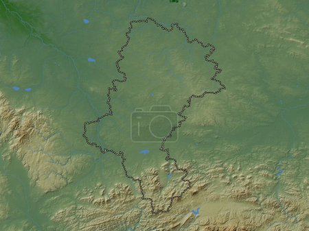 Téléchargez les photos : Slaskie, voivodeship|province of Poland. Colored elevation map with lakes and rivers - en image libre de droit