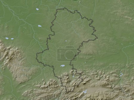 Téléchargez les photos : Slaskie, voivodeship|province of Poland. Elevation map colored in wiki style with lakes and rivers - en image libre de droit