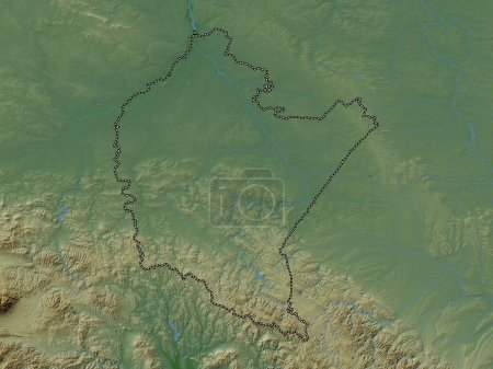 Téléchargez les photos : Podkarpackie, voivodeship|province of Poland. Colored elevation map with lakes and rivers - en image libre de droit
