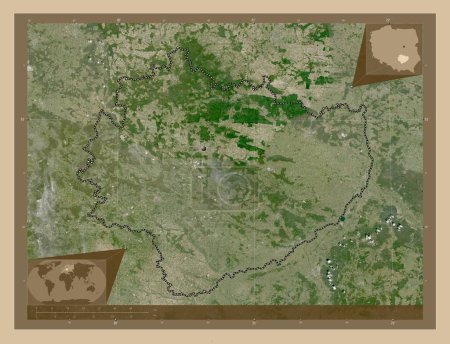 Photo for Swietokrzyskie, voivodeship|province of Poland. Low resolution satellite map. Corner auxiliary location maps - Royalty Free Image