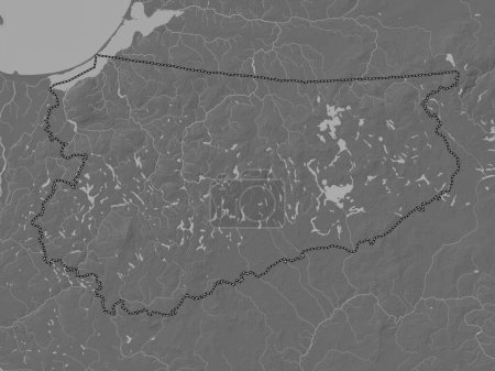 Foto de Warminsko-Mazurskie, voivodeship|province of Poland. Bilevel elevation map with lakes and rivers - Imagen libre de derechos