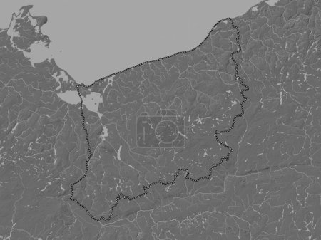 Téléchargez les photos : Zachodniopomorskie, voivodeship|province of Poland. Bilevel elevation map with lakes and rivers - en image libre de droit