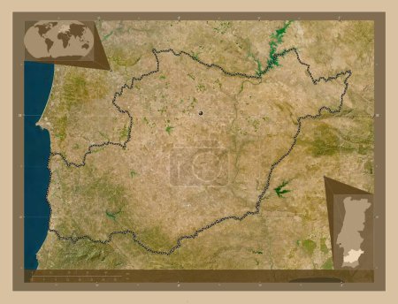Téléchargez les photos : Beja, district of Portugal. Low resolution satellite map. Corner auxiliary location maps - en image libre de droit