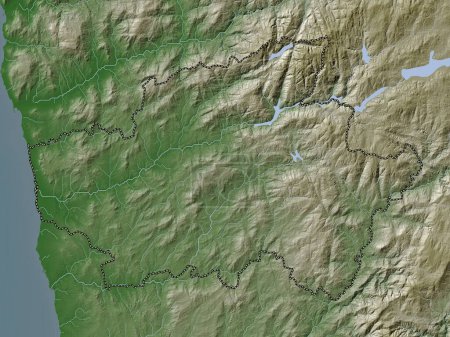 Foto de Braga, district of Portugal. Elevation map colored in wiki style with lakes and rivers - Imagen libre de derechos