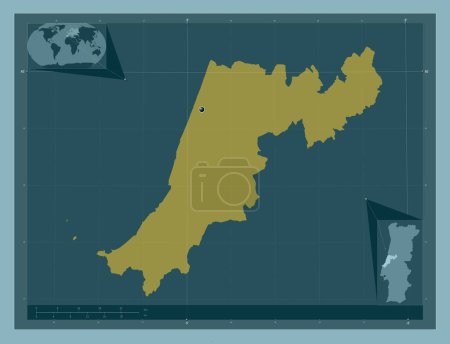 Téléchargez les photos : Leiria, district of Portugal. Solid color shape. Corner auxiliary location maps - en image libre de droit