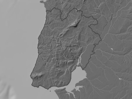 Téléchargez les photos : Lisboa, district of Portugal. Bilevel elevation map with lakes and rivers - en image libre de droit