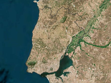 Téléchargez les photos : Lisboa, district of Portugal. Low resolution satellite map - en image libre de droit